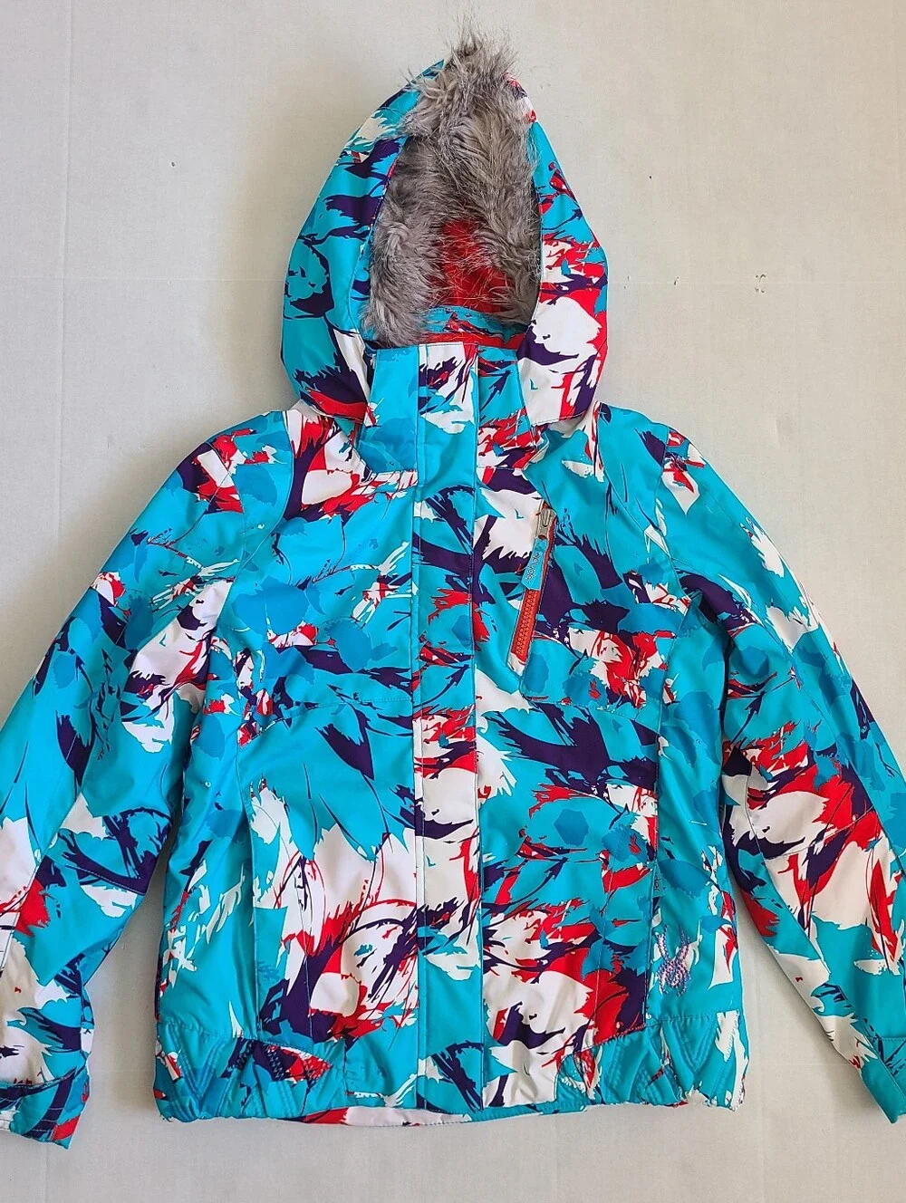 EUC Spyder Girl's 10 Ski Jacket Snowboard Puffer Waterproof Hooded Coat Blue